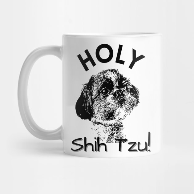 Funny Holy Shih Tzu Graphic Design by AdrianaHolmesArt